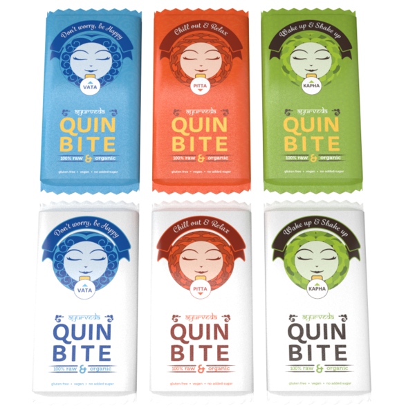 Ayurveda Quin Bite Label Vertical Layout Concept