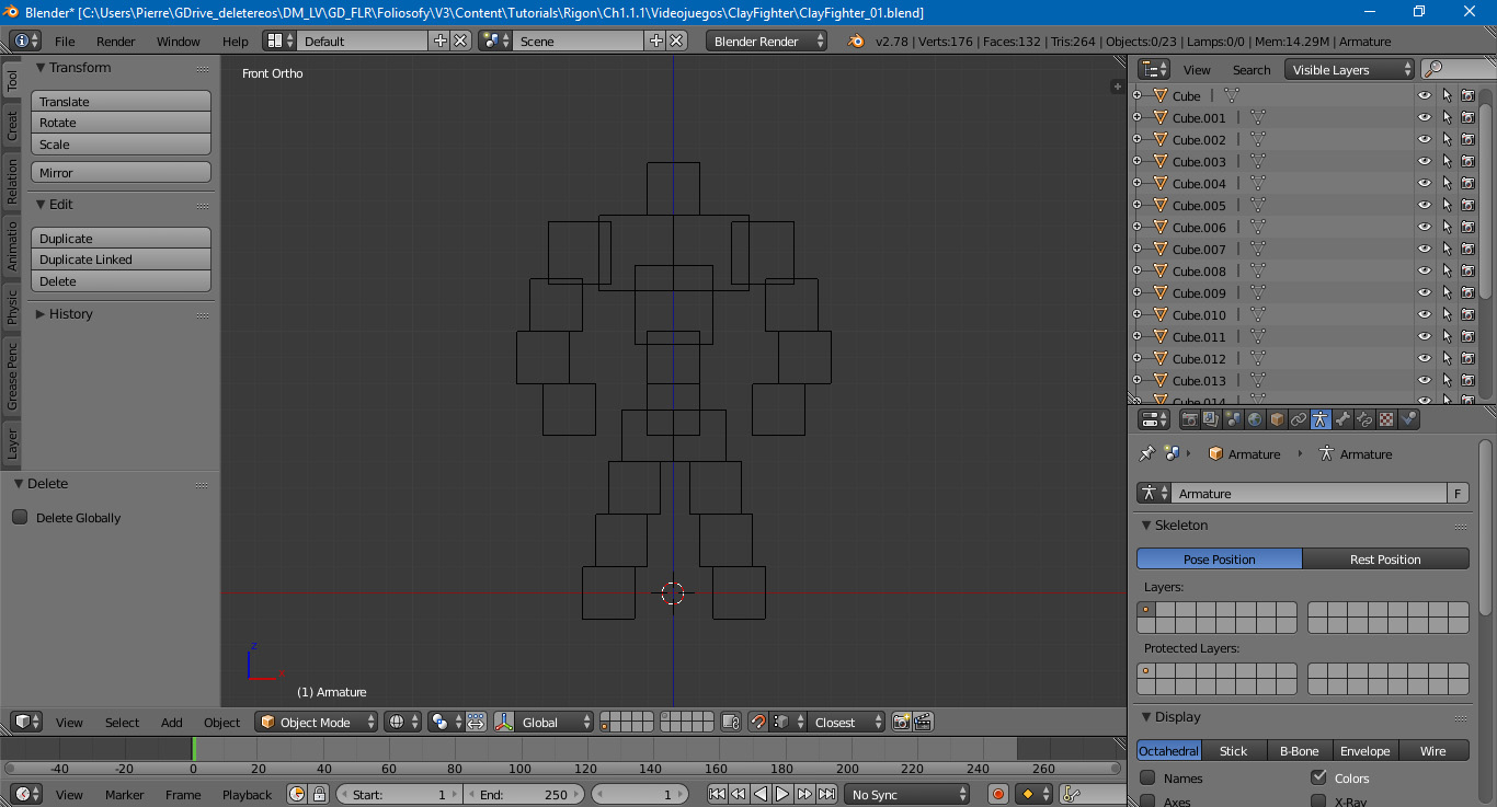 Modelaje y Rigging básico de un personaje estilo Clay Fighter - Blender modelo 1