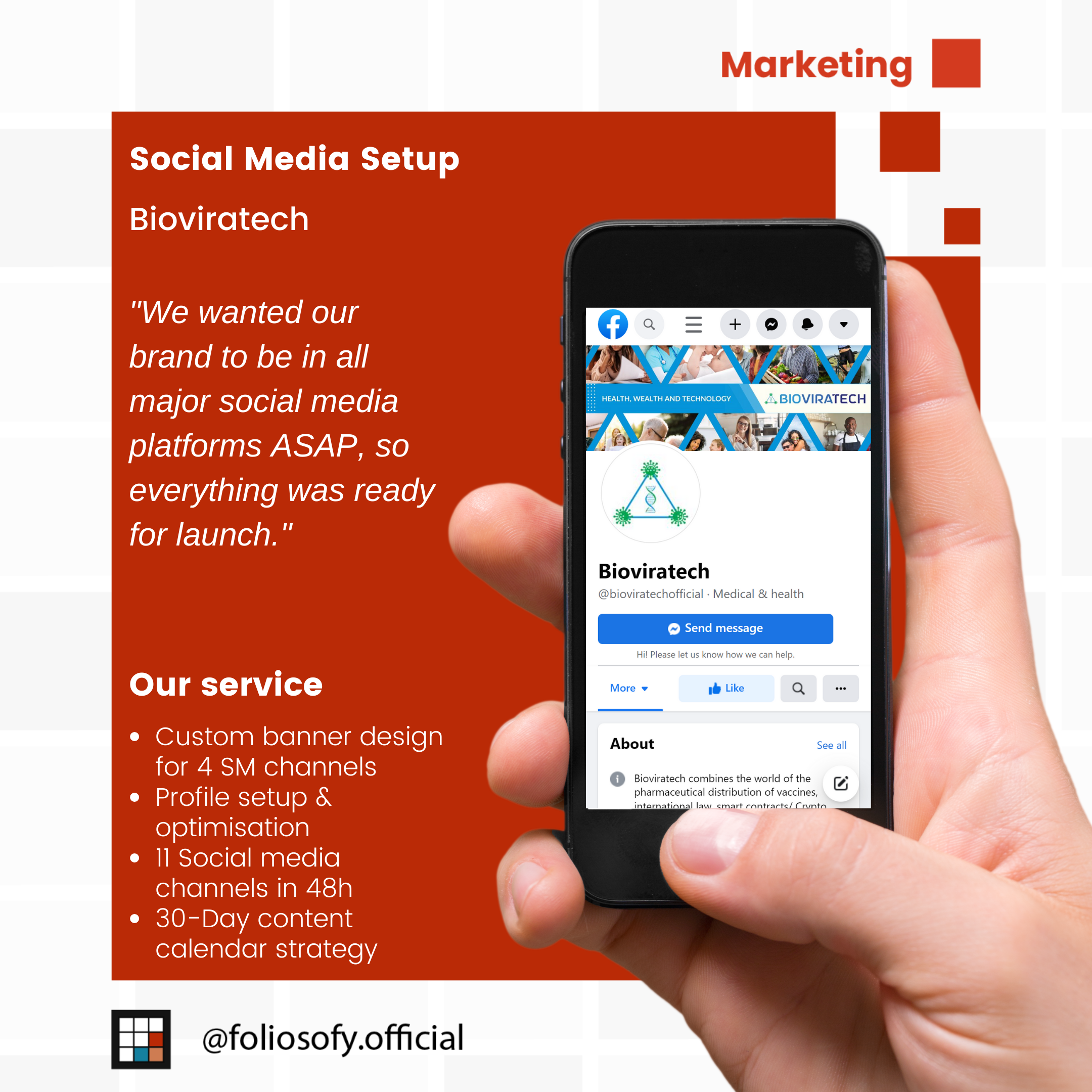 Social Media setup for BioViraTech