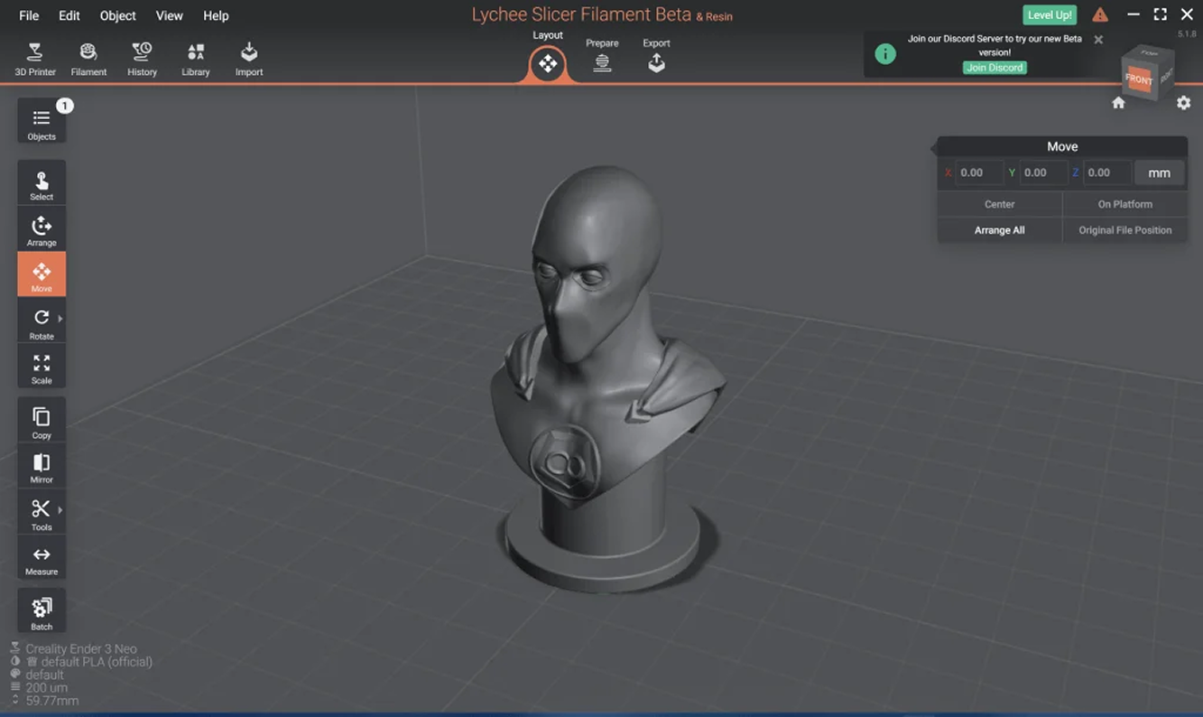 Rigon-3D sculpted bust in Lychee slicer